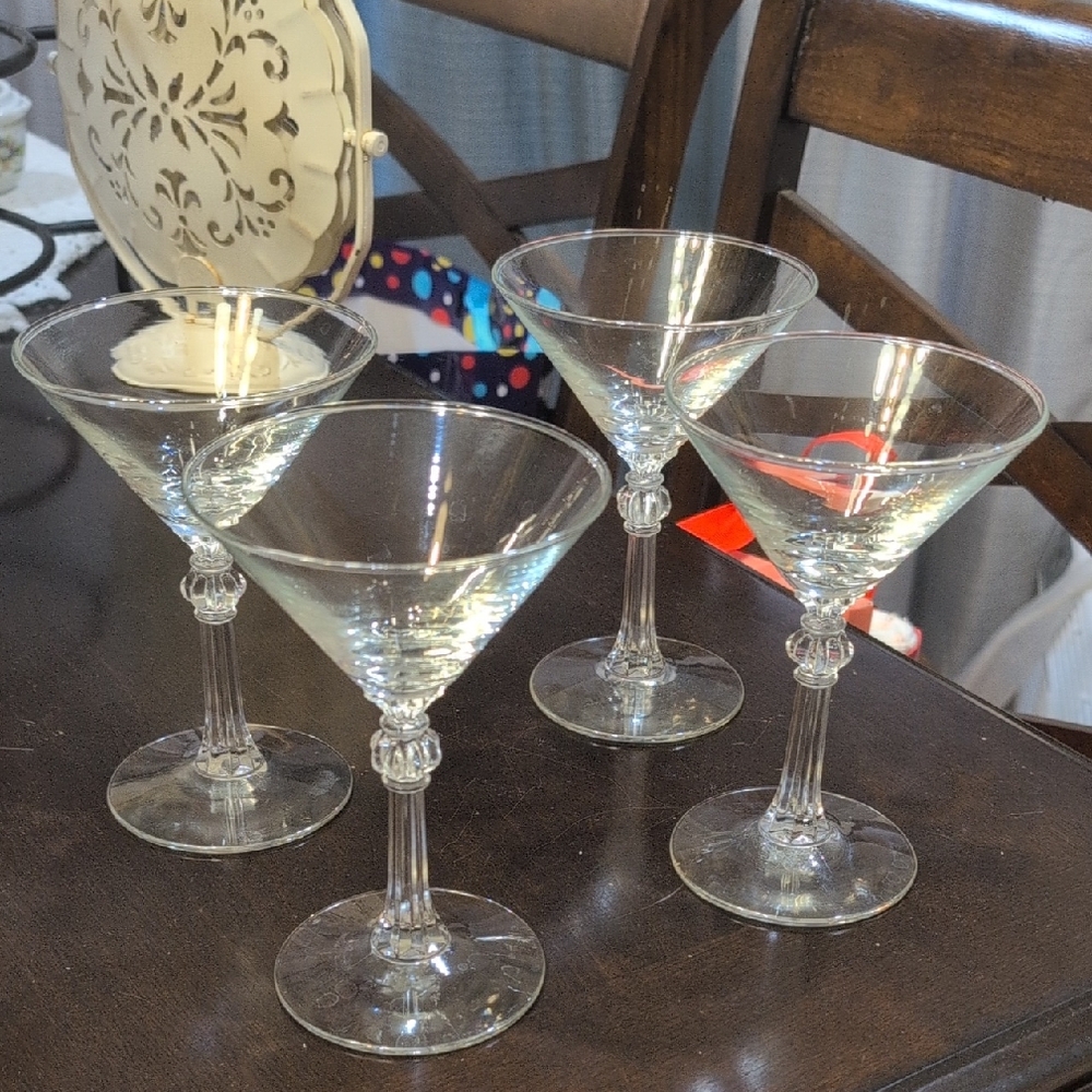 Clear Glass Martini Coupes - Set of 4